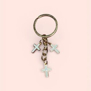 Easter Gold and White Cross Purse Charm Keychain